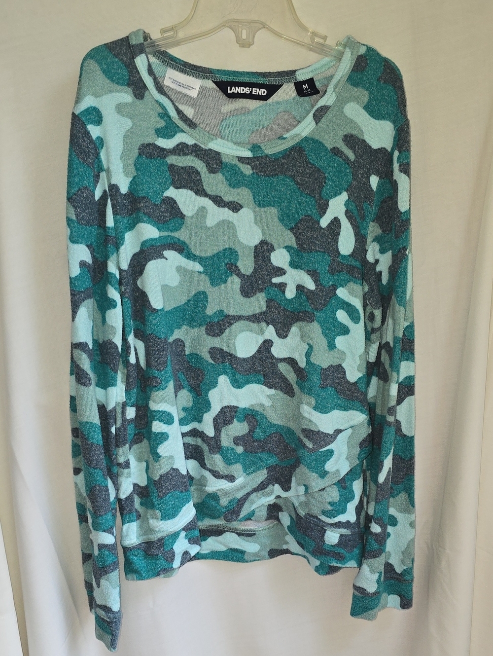 Lands' End Teal & Aqua Camouflage Long-Sleeve Top